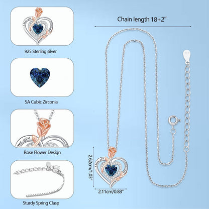 Silber Halskette Damen 925 Herz Rose Gravur – Muttertag Geschenk