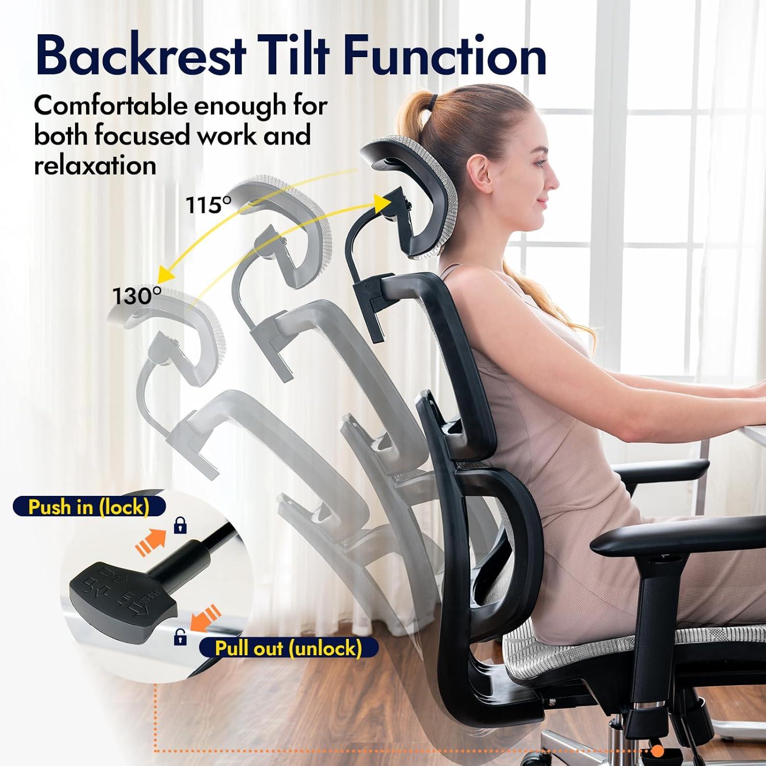 Ergonomischer Bürostuhl Hoher Rücken Schreibtischstuhl Lendenwirbelstütze