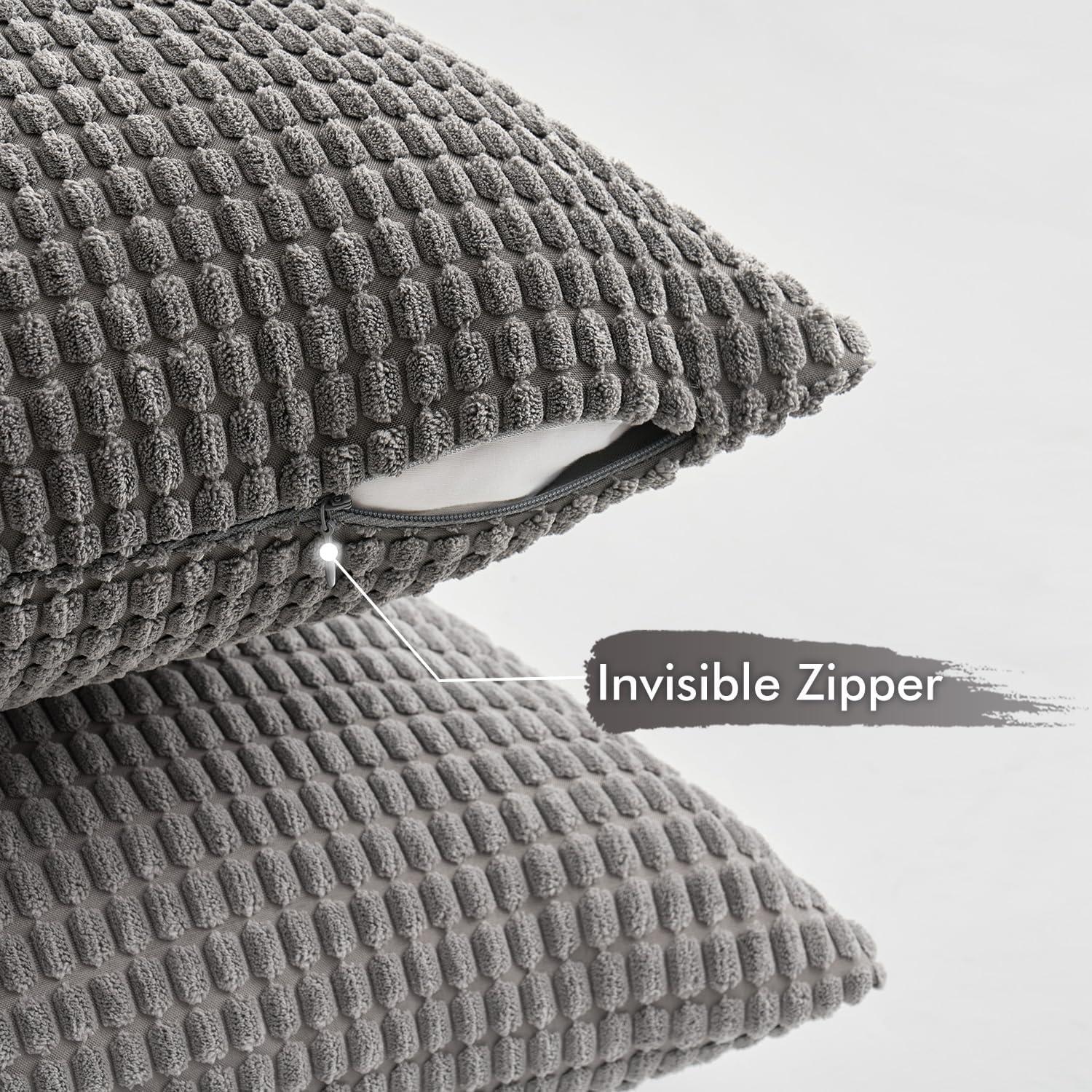 MIULEE 4er Set Kissenbezug 40x40cm Grau Kordsamt Sofa