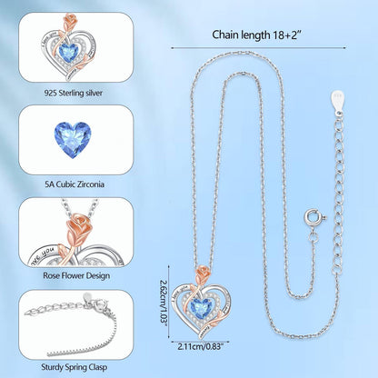 Silber Halskette Damen 925 Herz Rose Gravur – Muttertag Geschenk
