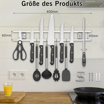 Magnetleiste Messerhalter Magnetisch Doppelschicht 40cm 4 Haken