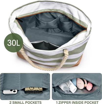 Große Strandtasche Tote Bag mit Reißverschluss wasserdicht 52x36cm