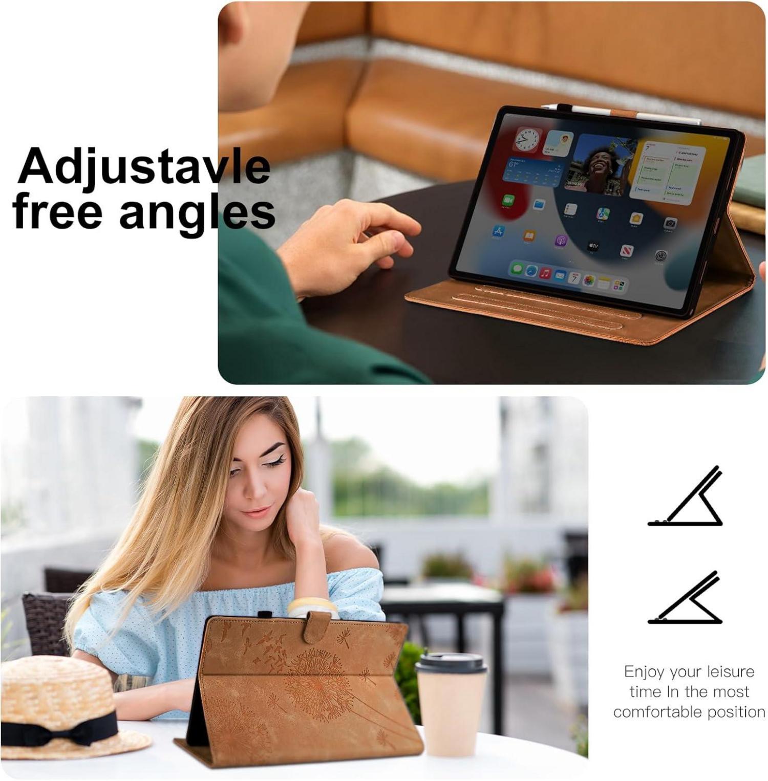 Samsung Galaxy Tab A9+ Hülle Löwenzahn Braun PU Leder Flip Case 11 Zoll SM-X210/X215/X216