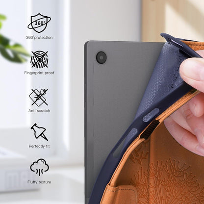 Samsung Galaxy Tab A9+ Hülle Löwenzahn PU Leder Braun 11 Zoll Flip