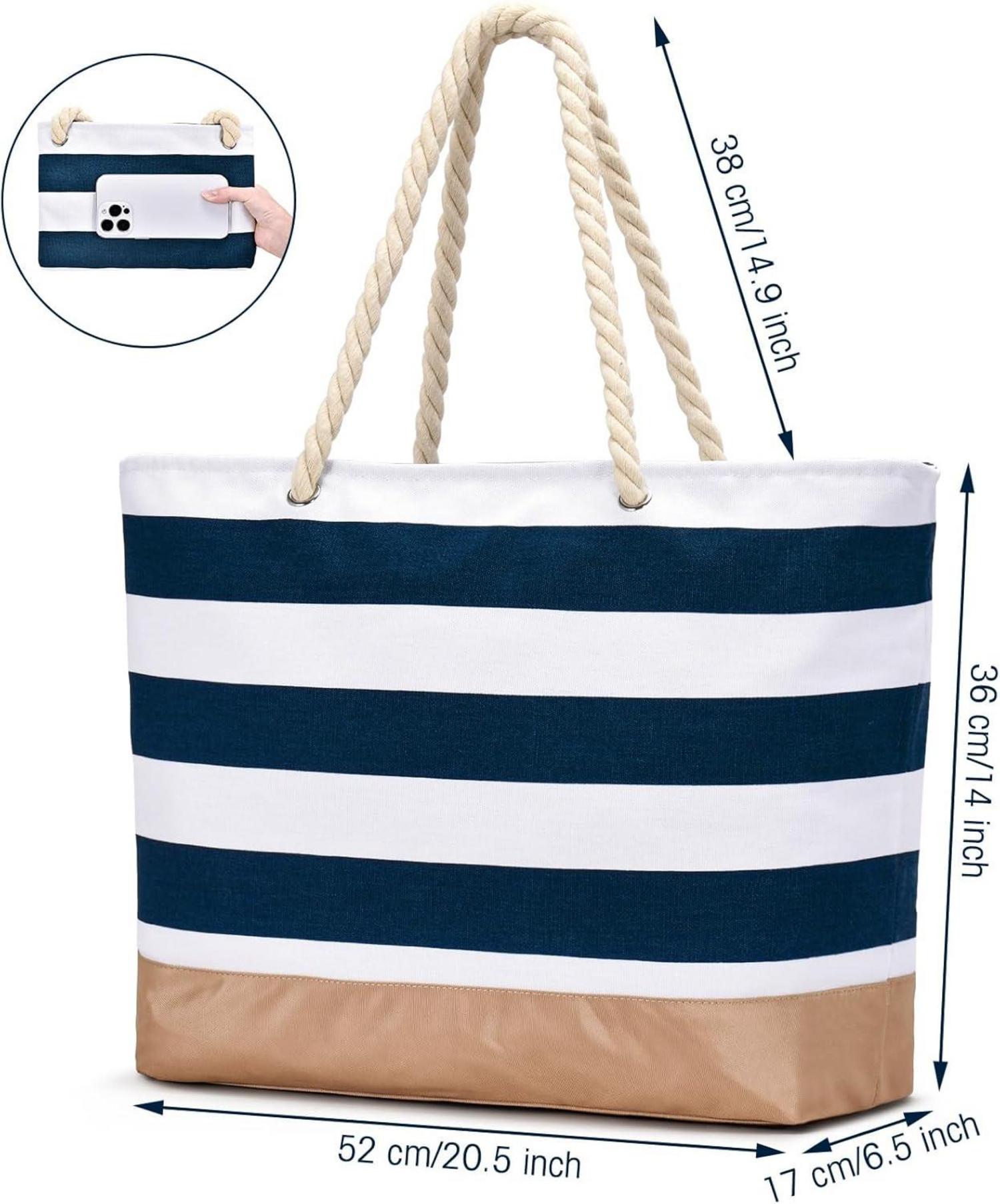 Strandtasche Tote Bag Wasserdicht Reißverschluss Groß Badetasche