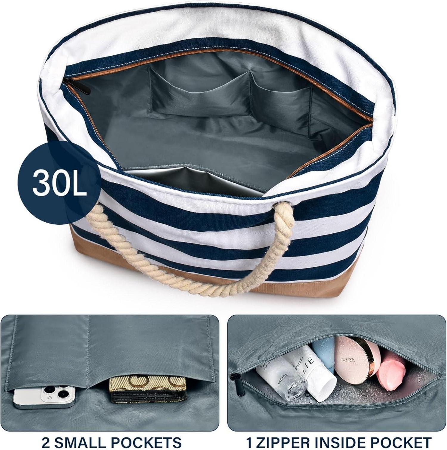 Strandtasche Tote Bag Groß - Wasserdicht mit Reißverschluss - Badetasche - Geschenke für Frauen