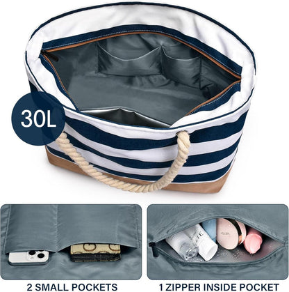 Strandtasche Tote Bag Groß - Wasserdicht mit Reißverschluss - Badetasche - Geschenke für Frauen