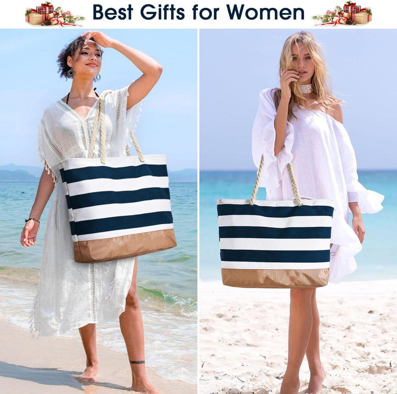 Tote Bag Strandtasche wasserdicht mit Reißverschluss 52x36x17cm - Geschenke für