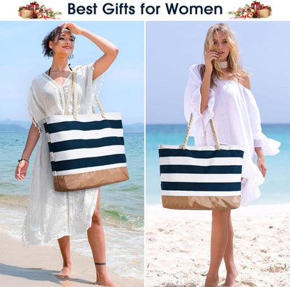 Tote Bag Strandtasche wasserdicht mit Reißverschluss 52x36x17cm - Geschenke für