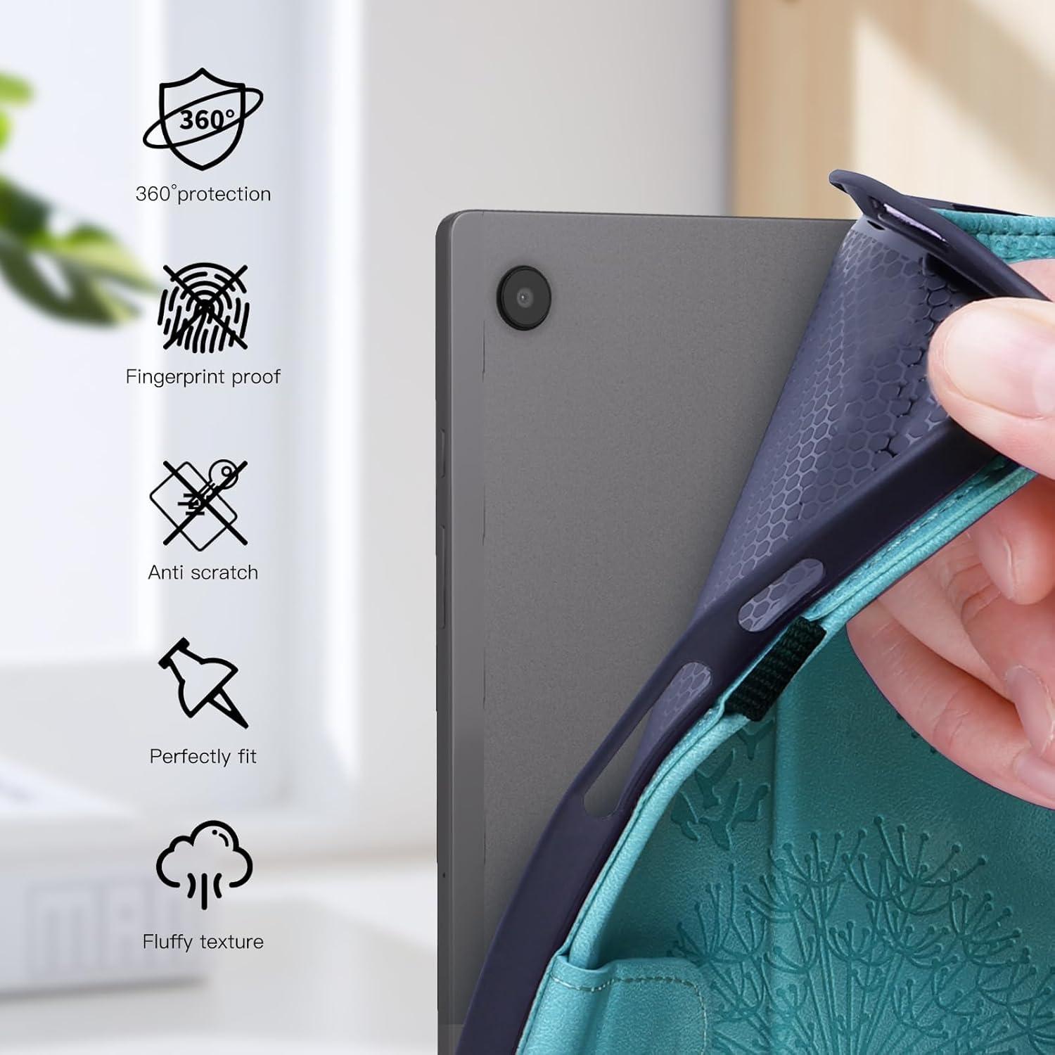 Galaxy Tab A9 Plus Hülle PU Leder Standfunktion Kartensteckplatz Blau