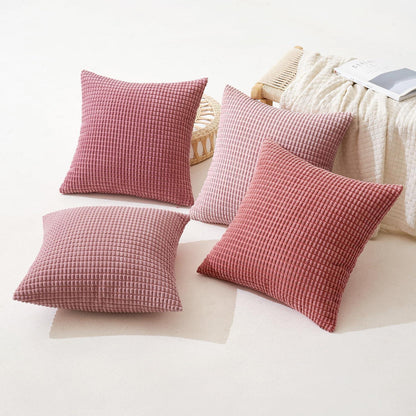 MIULEE 4er Set Kordsamt Kissenbezug 40x40cm Rosa - Sofakissen Deko für Sofa Couch