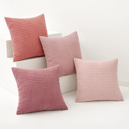 4er Set MIULEE Kissenbezug Kordsamt Deko 40x40cm Rosa Sofa Wohnzimmer