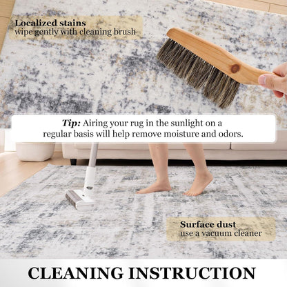 Vamcheer Teppich Flauschig 160x230 Modern Blau Grau Schlafzimmer rug