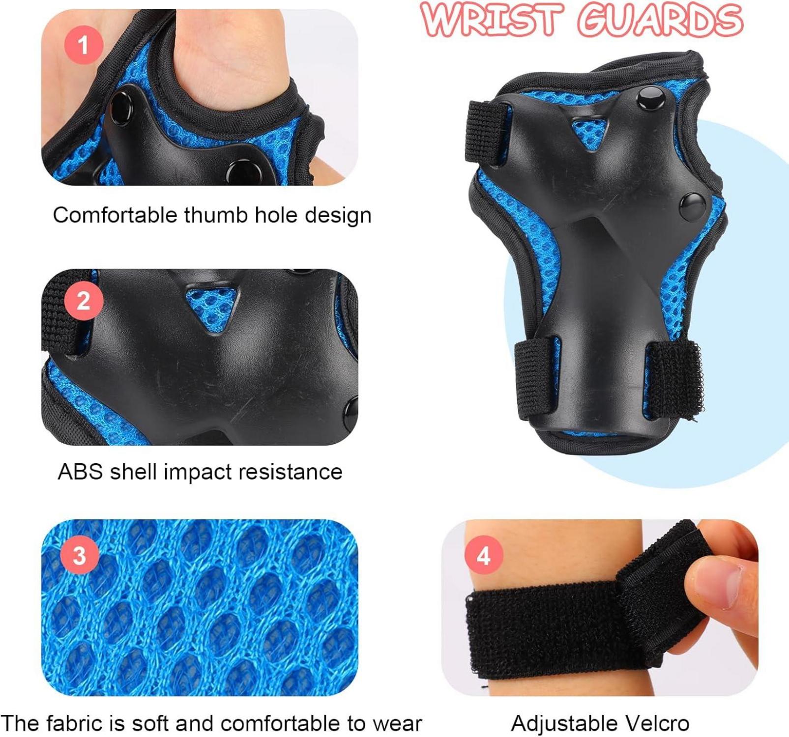 Kinder Knieschoner Ellenbogenschoner Handgelenkschoner Protektorenset Blau