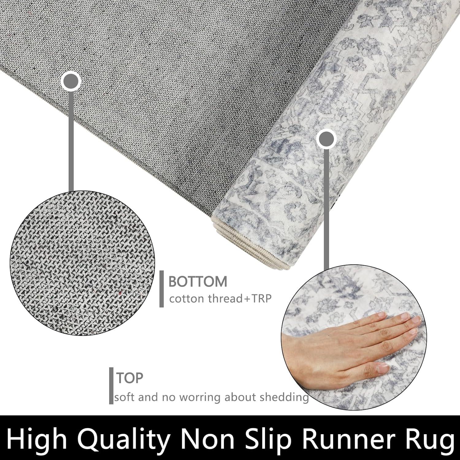 Flurläufer rutschfest Vintage 65x180cm Lila Grau waschbar