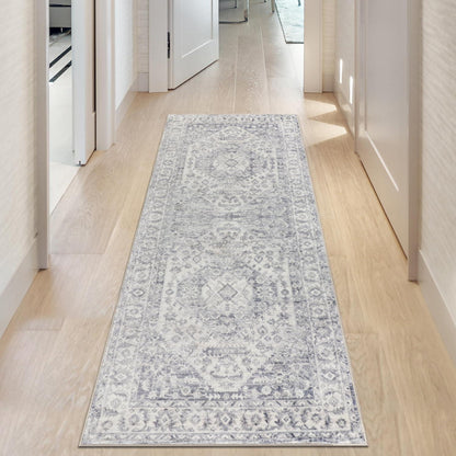 Flurläufer rutschfest Vintage 65x180cm Lila Grau waschbar