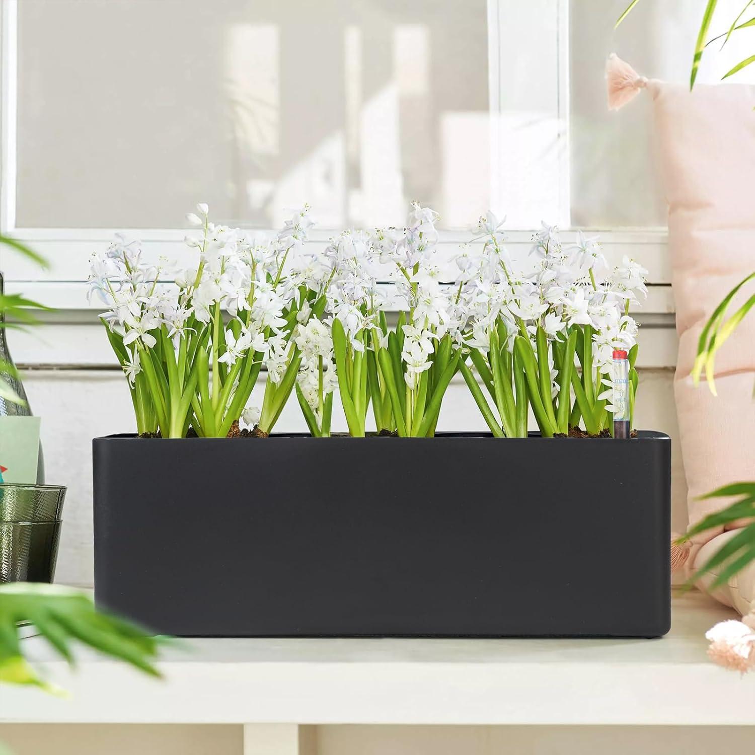40cm Selbstbewässerung Blumentopf Rattan Rechteckig Wasserstandsanzeige