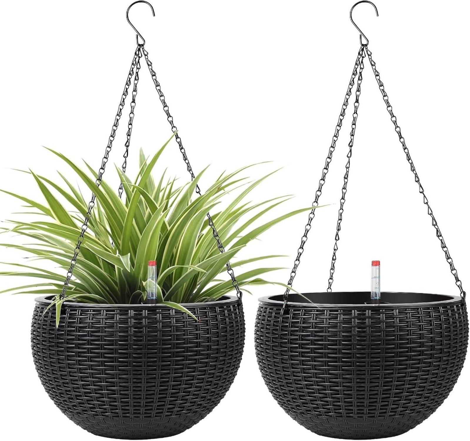 Selbstbewässernder Hängeblumentopf mit Wasserstandsanzeige