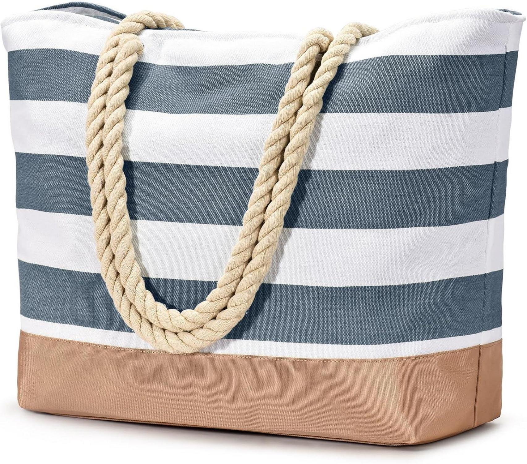 Strandtasche Tote Bag mit Reißverschluss und Nass-Trockenfach