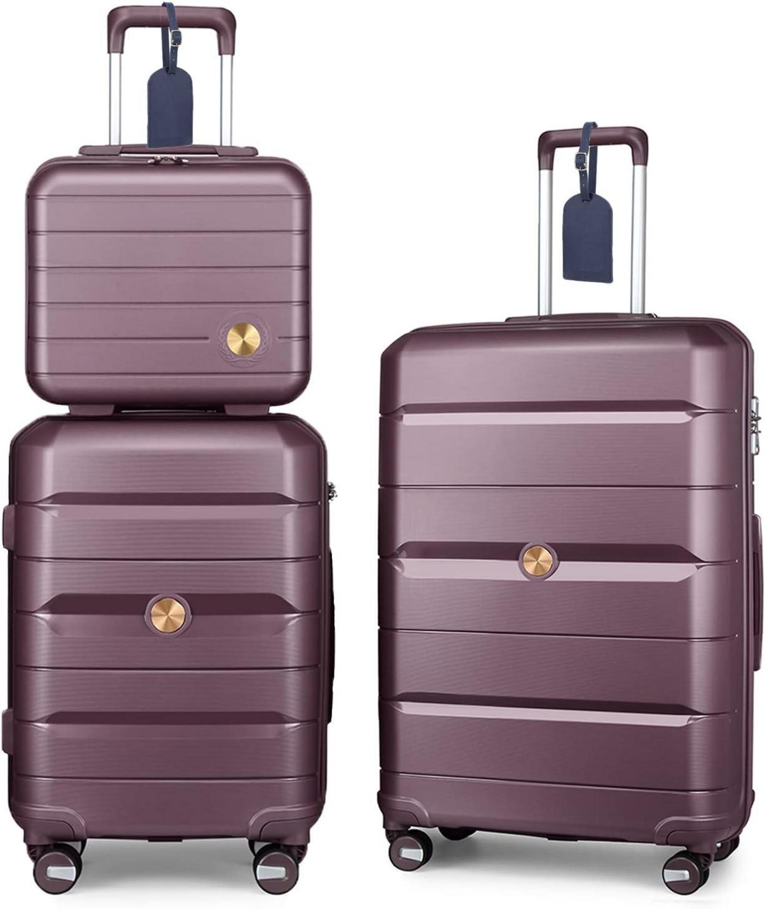 Hartschalen Kofferset 3tlg mit Beautycase, TSA Schloss, 4 Rollen
