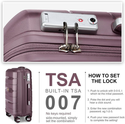 Hartschalen Kofferset 3tlg mit Beautycase, TSA Schloss, 4 Rollen