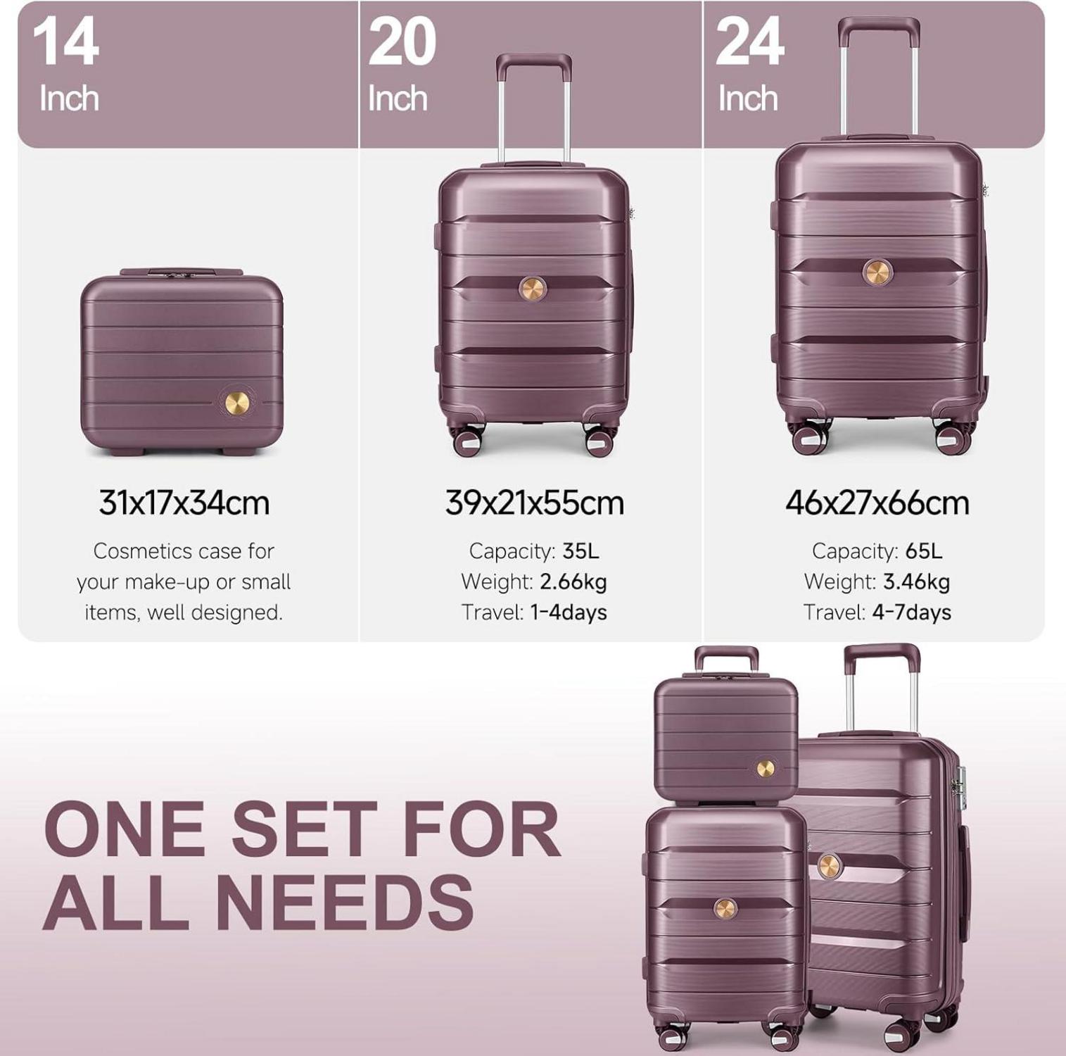 Sea Choice Kofferset 3tlg Hartschalen Trolley TSA Schloss 4 Rollen Lila