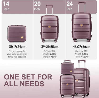 Sea Choice Kofferset 3tlg Hartschalen Trolley TSA Schloss 4 Rollen Lila