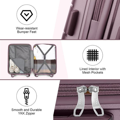 Sea Choice Kofferset 3tlg Handgepäck Hartschale Trolley Koffer TSA 4 Rollen Lila