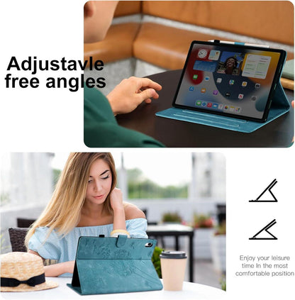 iPad 10 Gen 2022 Hülle 10,9 Zoll Löwenzahn-Blau PU Leder Brieftasche Tasche Magnetisch Schutzhülle