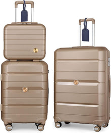 3tlg Hartschalen Trolley Kofferset mit TSA Schloss Gold