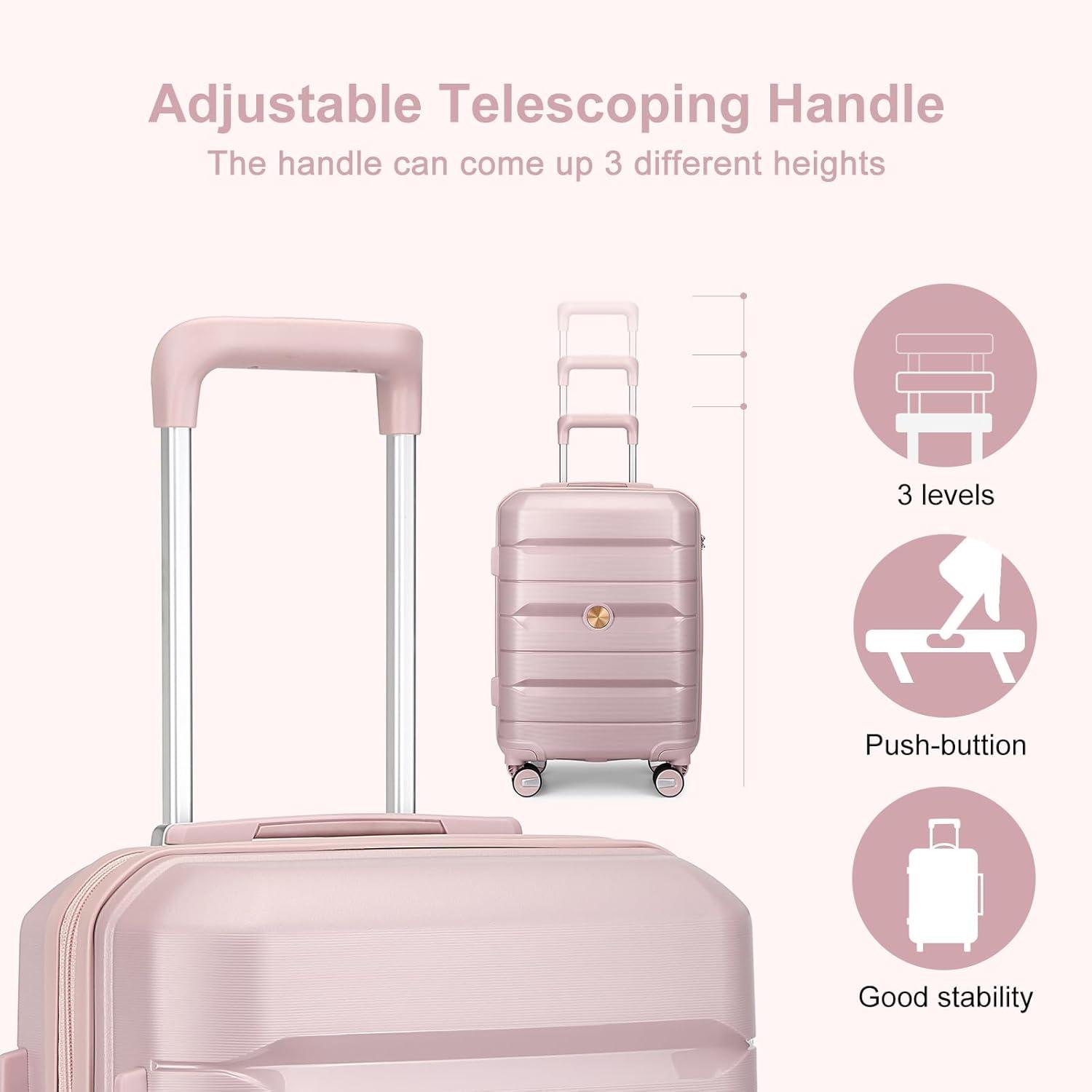 Hartschalen Kofferset 3tlg Handgepäck Trolley Rosa TSA 4 Rollen