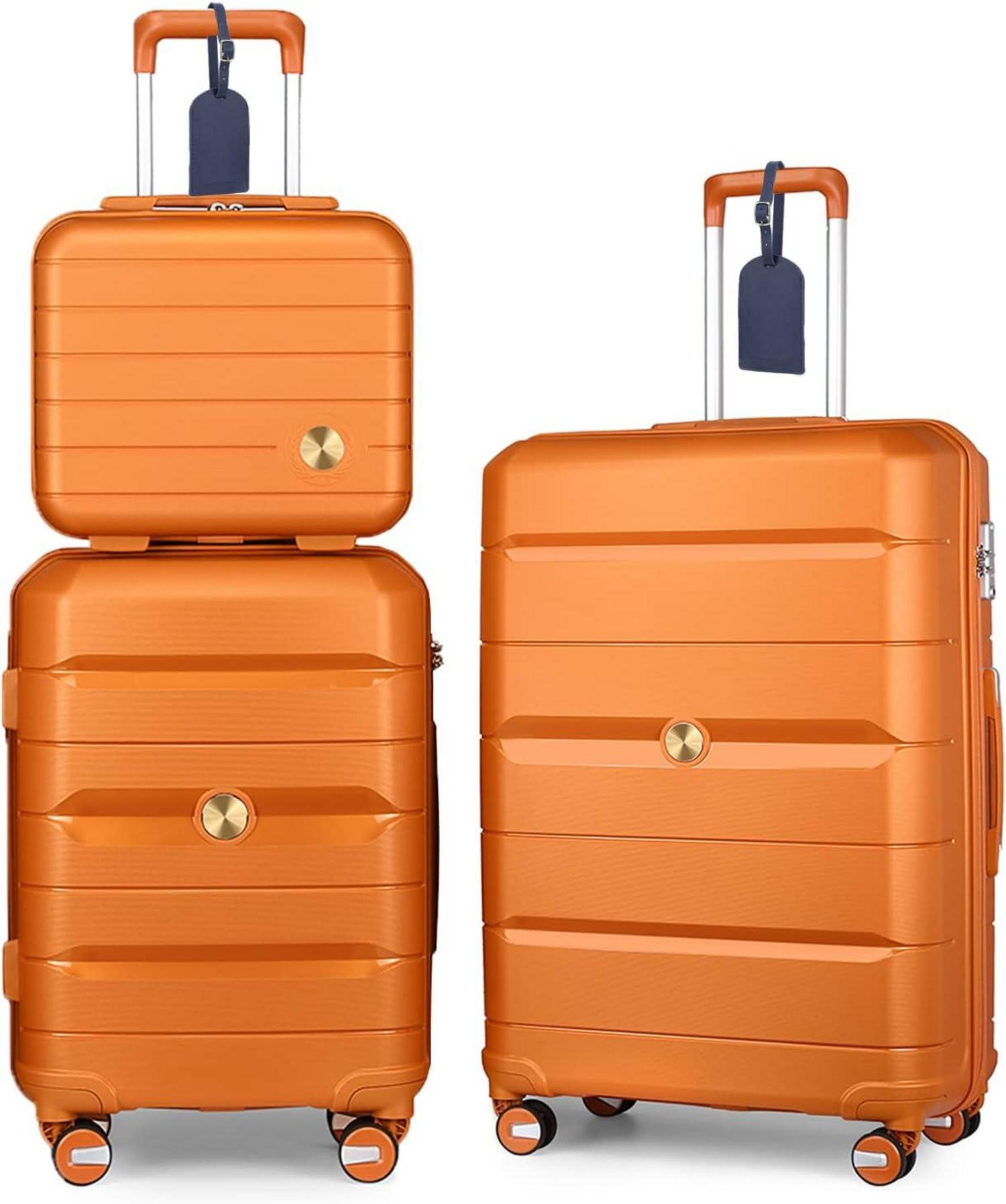 Kofferset 3-teilig Hartschalen Trolley mit TSA-Schloss Orange