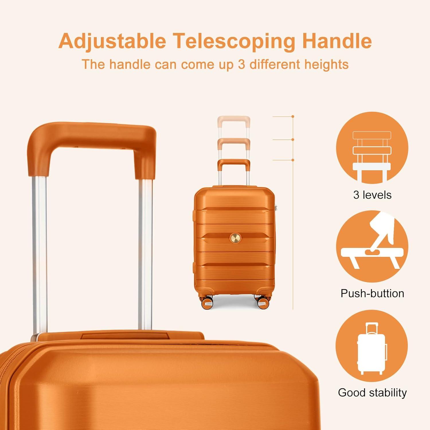 Sea choice TSA Kofferset 3 tlg Hartschalen Trolley Beautycase Orange