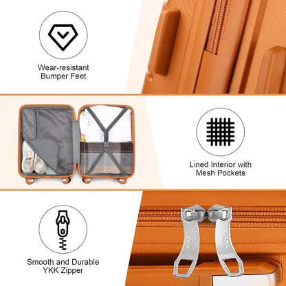 Sea choice TSA Kofferset 3 tlg Hartschalen Trolley Beautycase Orange