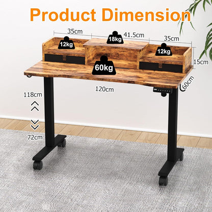 Elektrischer Schreibtisch Höhenverstellbar 120x60cm Stehpult mit