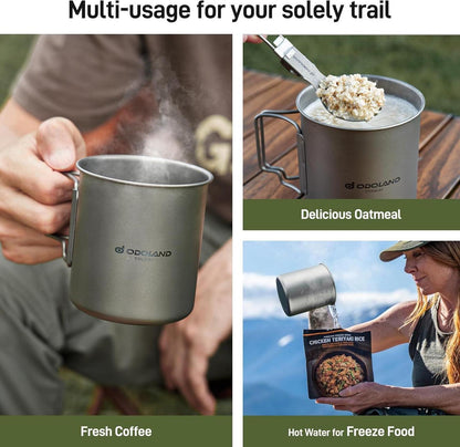Titanium Camping Geschirr Set 4-in-1 mit Kaffeetasse und Becher