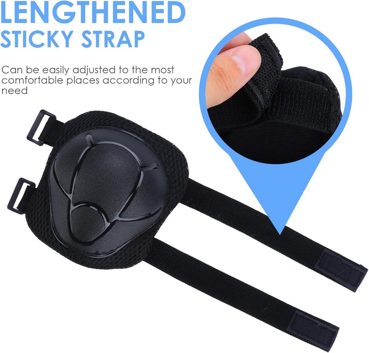 Knieschoner Kinder Verstellbar Protektoren Set Inliner Skateboard 3-8 Jahre Schwarz