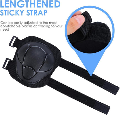 Knieschoner Kinder Verstellbar Protektoren Set Inliner Skateboard 3-8 Jahre Schwarz