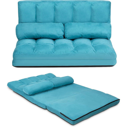 2-Sitzer Bodensofa mit Schlaffunktion und Kissen