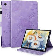 Samsung Galaxy Tab A9+ Hülle Löwenzahn Violett PU Leder Flip Case 11