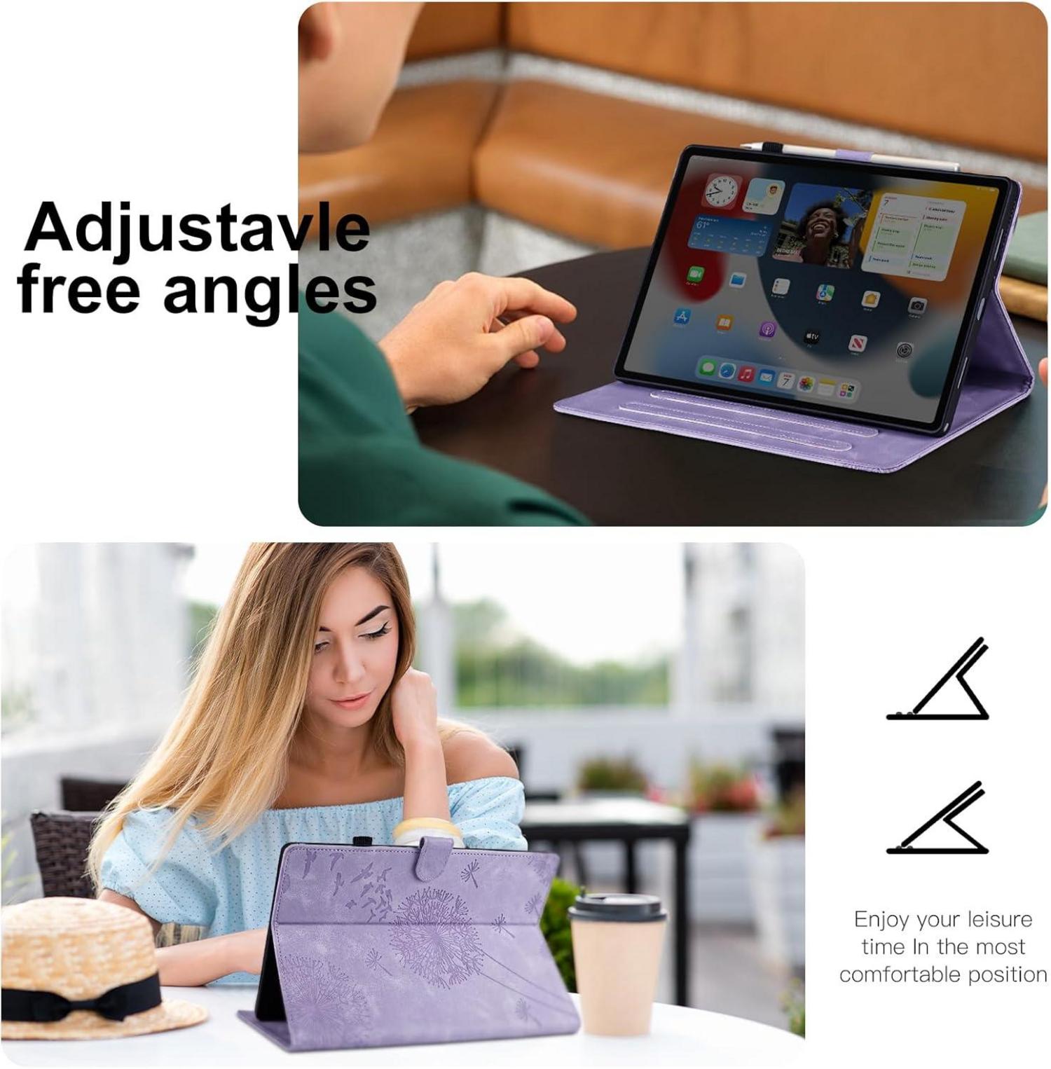 Rostsant Samsung Galaxy Tab A9+ 11 Zoll Löwenzahn PU Leder Flip Case Violett
