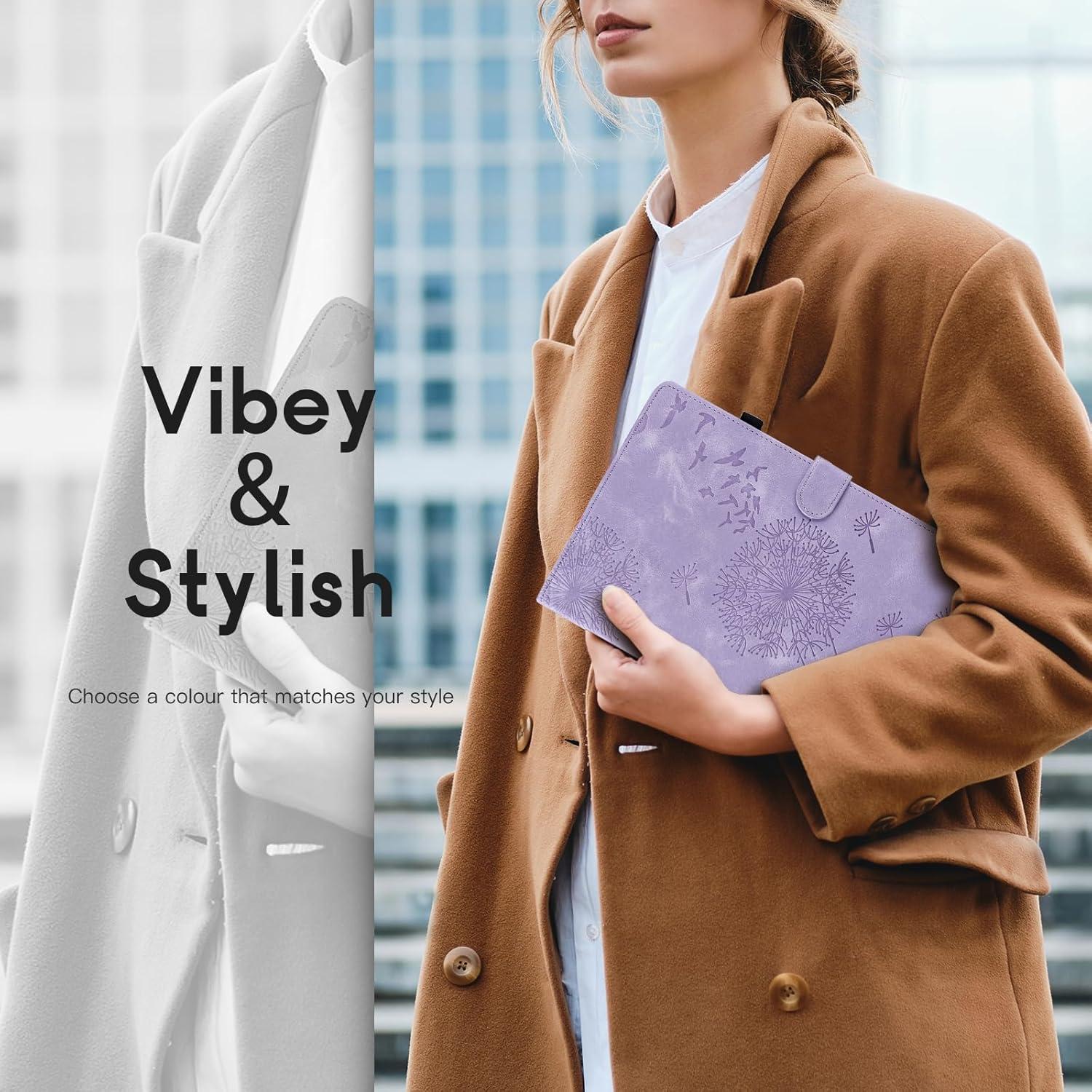 Samsung Galaxy Tab A9+ 11 Zoll Hülle Löwenzahn Violett PU Leder Flip Case