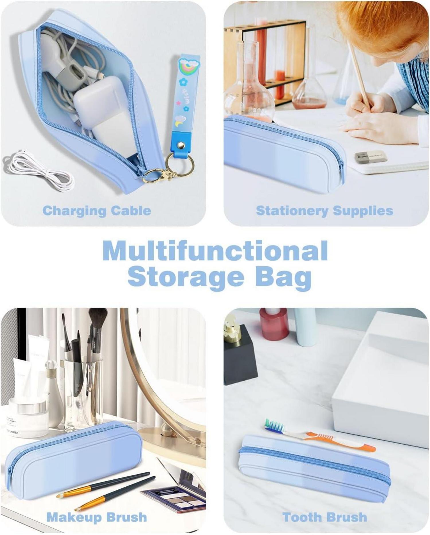 Stylisches Silikon Federmäppchen Blau - Tragbare Stiftetasche