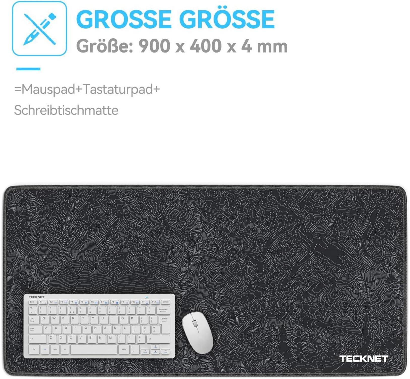 TECKNET XXL Gaming Mauspad 900x400 mm Schwarz Wasserdicht