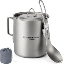 Titanium Camping Geschirr Set 420ML Becher mit Deckel Spork faltbarer