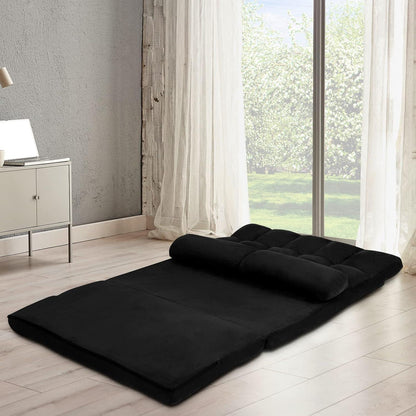 2-Sitzer Bodensofa mit Schlaffunktion – Verstellbares Liege Sofa Schwarz