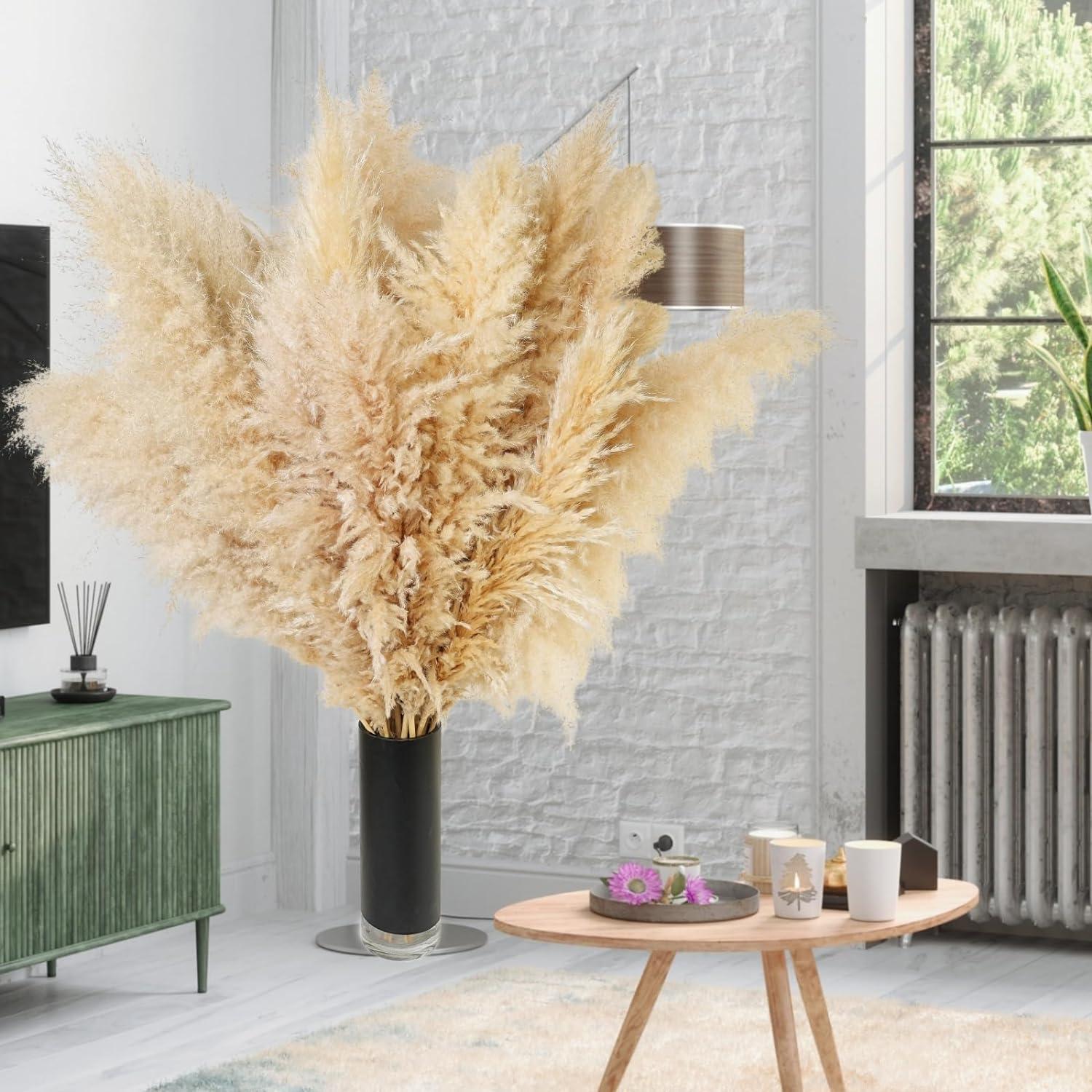 Getrocknete Pampasgras Deko XXL 10 Stück Schwarz 100cm