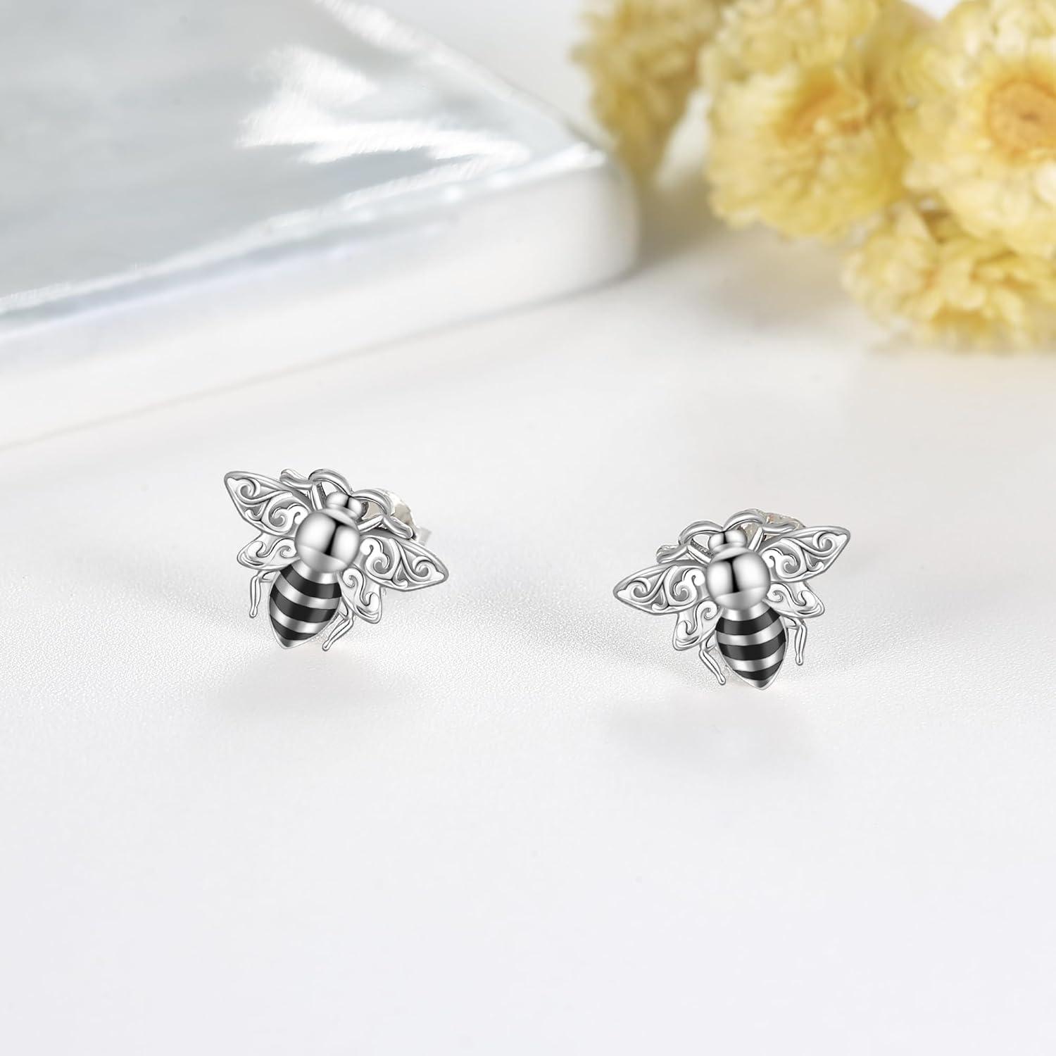 Sterling Silber Bienen Ohrringe Damen Niedliche Tier Ohrstecker 925 Silber
