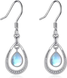 Mondstein Damen Ohrringe Sterling Silber Leverback Kristallohrringe