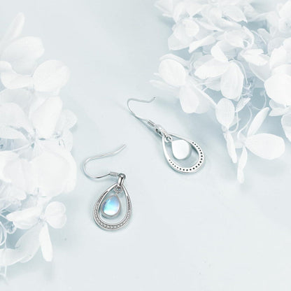 Mondstein Damen Ohrringe Sterling Silber Leverback Kristallohrringe